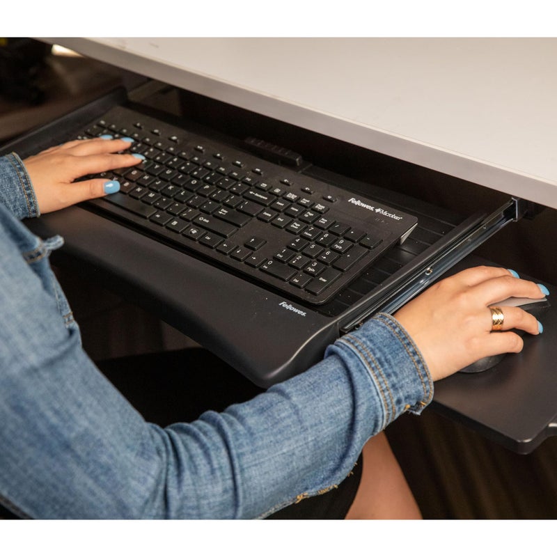 Fellowes Office Suites Underdesk Keyboard Drawer, Black/Silver (9140305) - Image 4